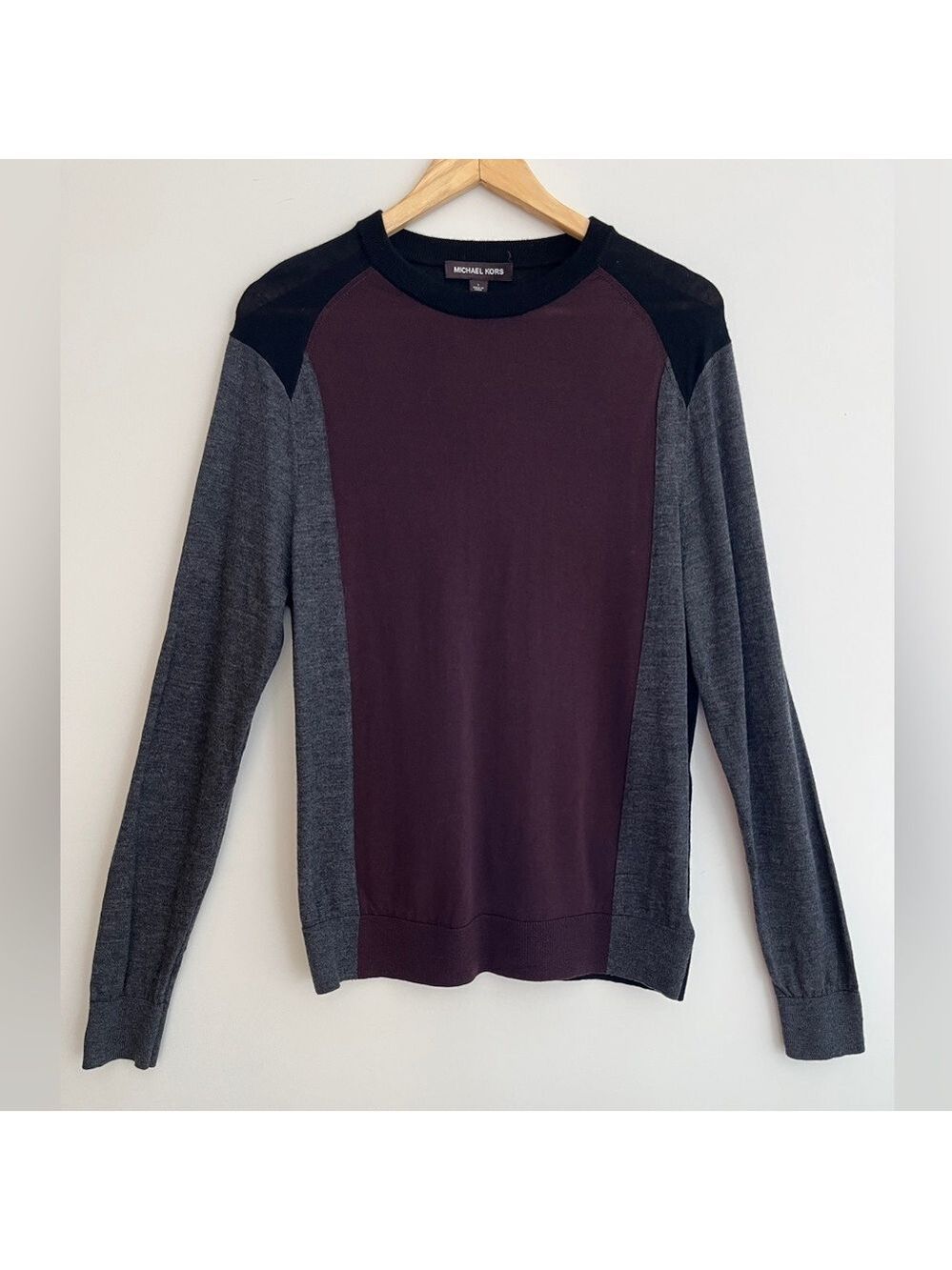 MICHAEL KORS Colour Block Long Sleeve Crew Neck Lightweight Layer Casual Office